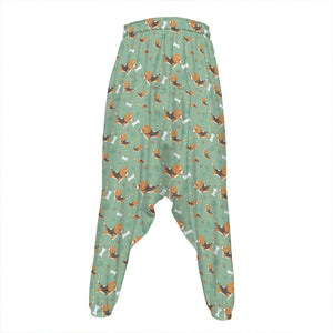 Cute Beagle Puppy Pattern Print Hammer Pants