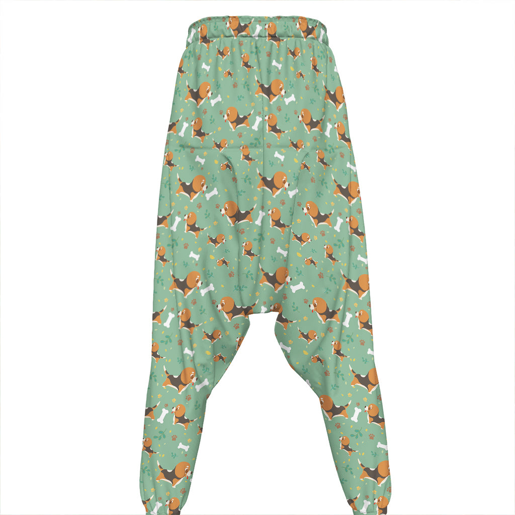 Cute Beagle Puppy Pattern Print Hammer Pants