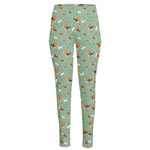 Cute Beagle Puppy Pattern Print High-Waisted Pocket Leggings