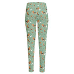 Cute Beagle Puppy Pattern Print High-Waisted Pocket Leggings