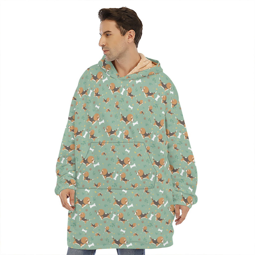 Cute Beagle Puppy Pattern Print Hoodie Blanket