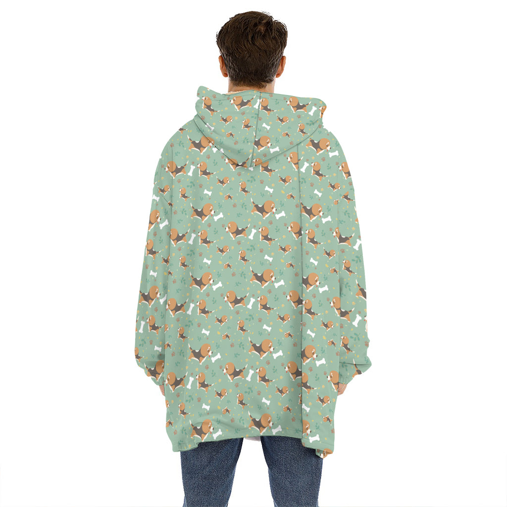 Cute Beagle Puppy Pattern Print Hoodie Blanket