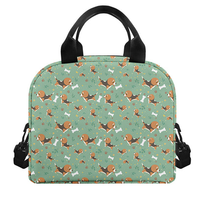 Cute Beagle Puppy Pattern Print Insulated Lunch Bag