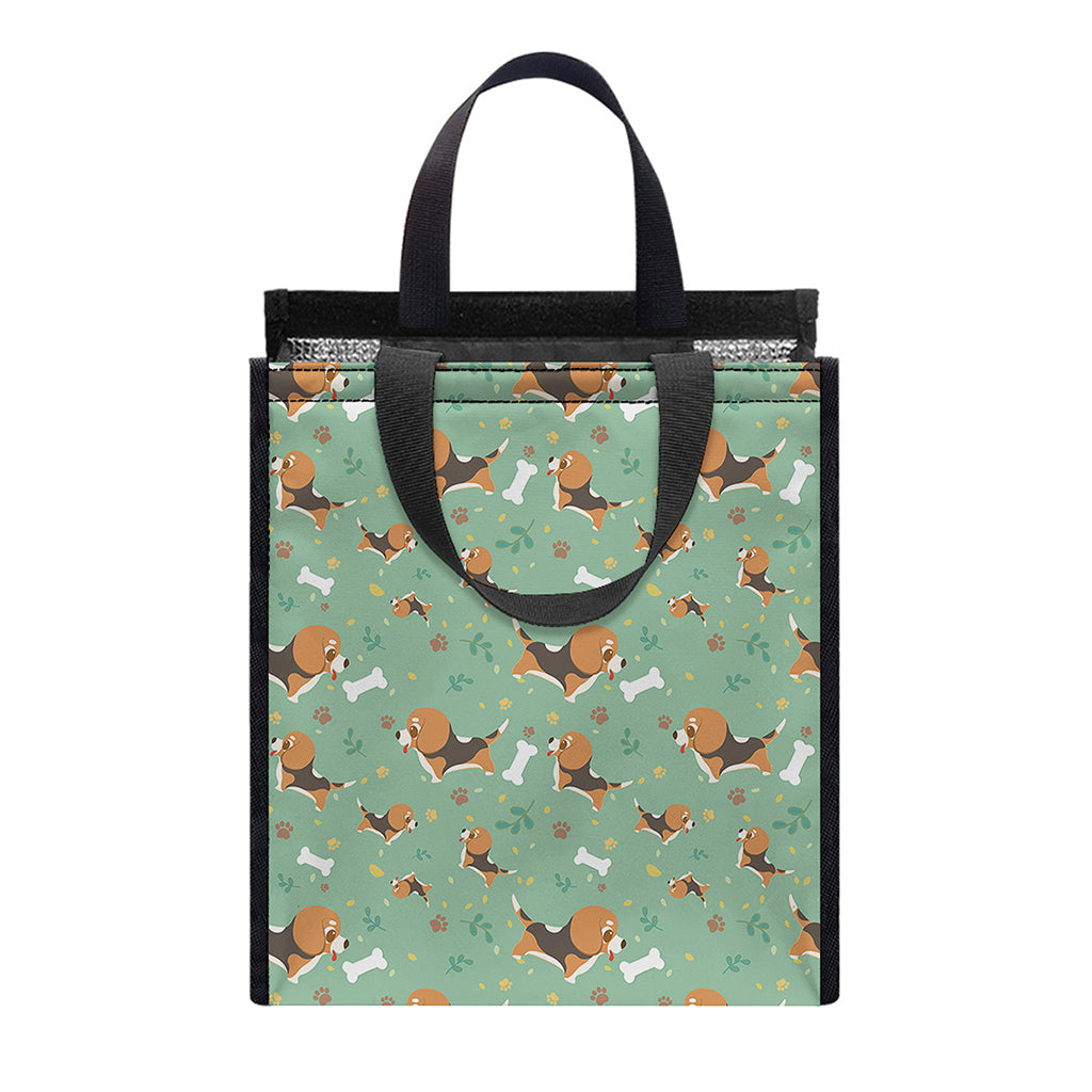 Cute Beagle Puppy Pattern Print Insulated Lunch Tote