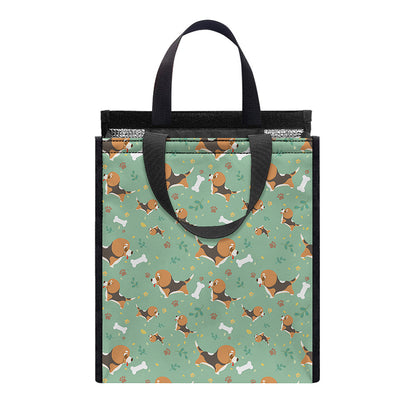Cute Beagle Puppy Pattern Print Insulated Lunch Tote