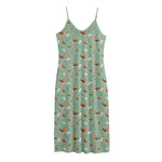 Cute Beagle Puppy Pattern Print Jersey Midi Cami Dress