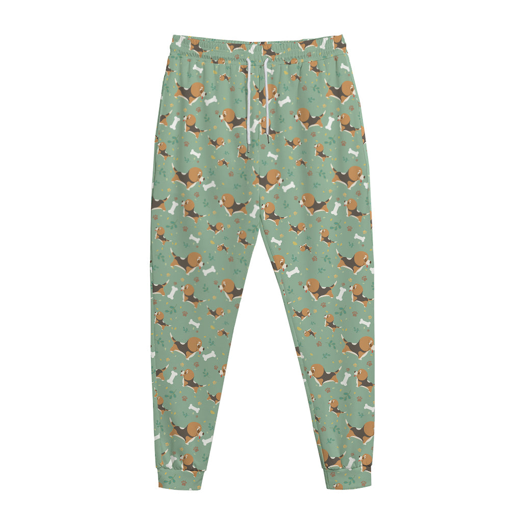 Cute Beagle Puppy Pattern Print Jogger Pants
