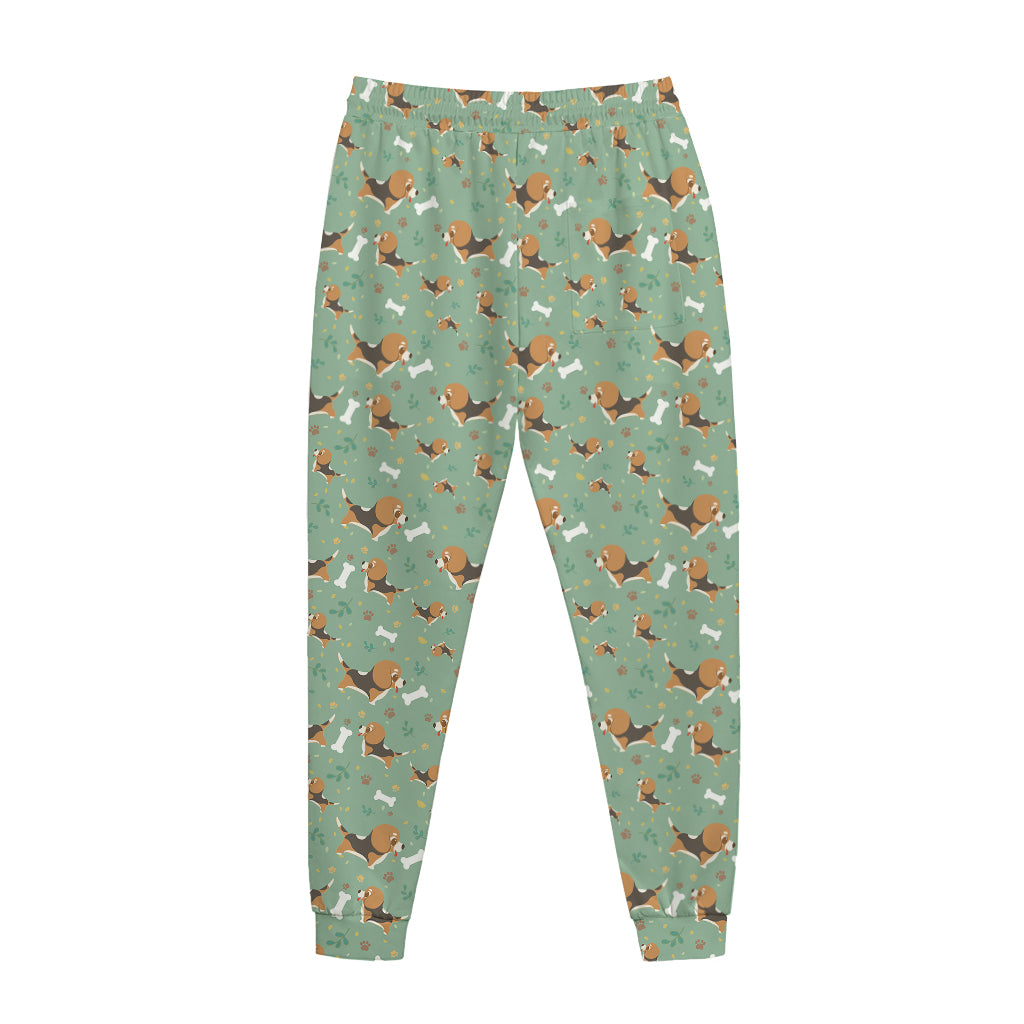 Cute Beagle Puppy Pattern Print Jogger Pants
