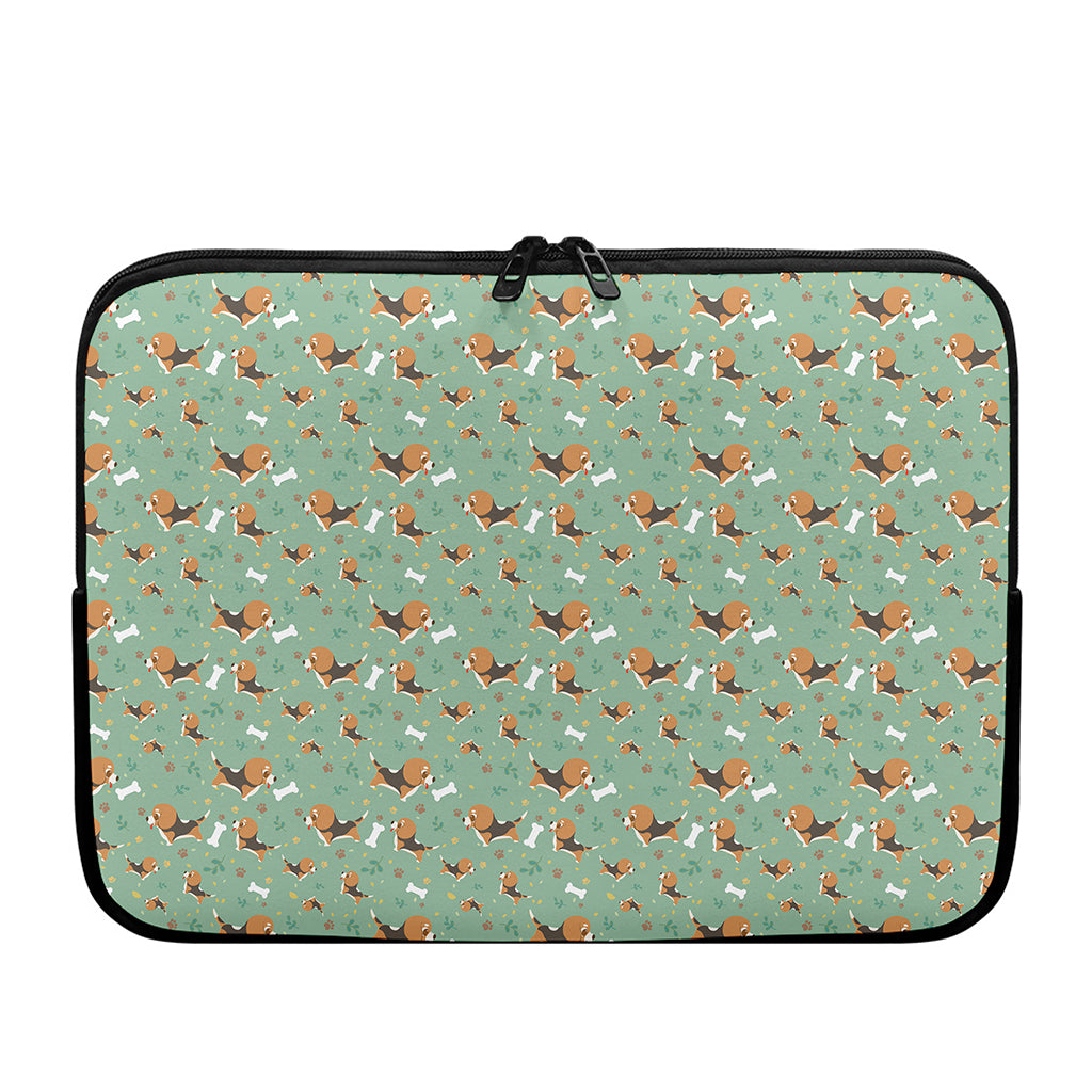 Cute Beagle Puppy Pattern Print Laptop Sleeve