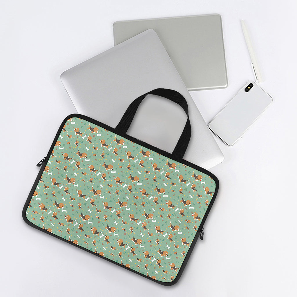 Cute Beagle Puppy Pattern Print Laptop Sleeve With Handle