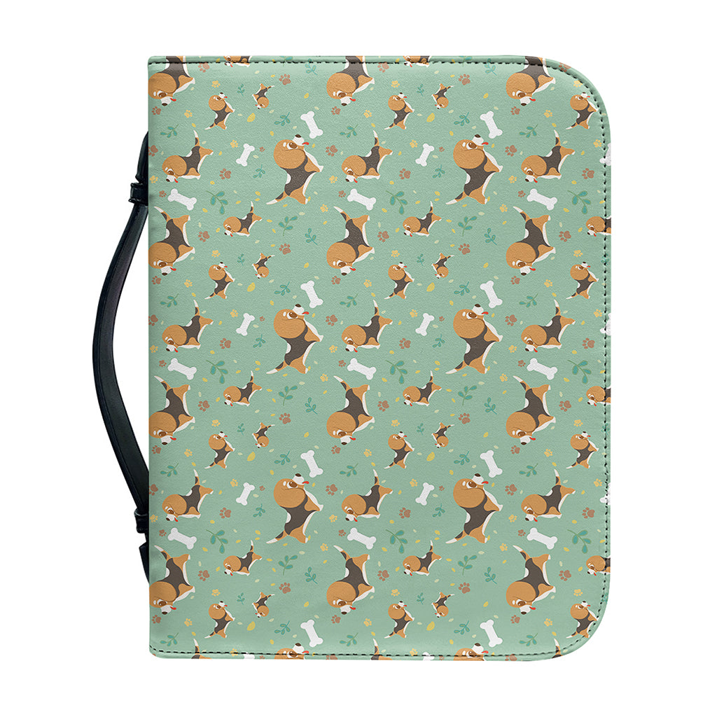 Cute Beagle Puppy Pattern Print Leather Bible Cover