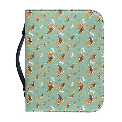 Cute Beagle Puppy Pattern Print Leather Bible Cover