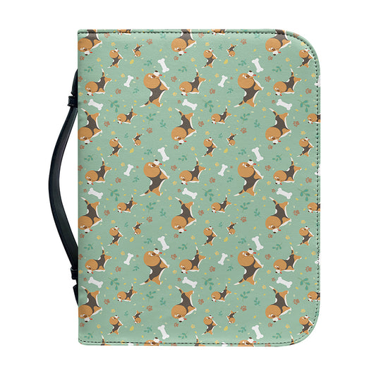 Cute Beagle Puppy Pattern Print Leather Bible Cover