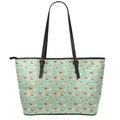 Cute Beagle Puppy Pattern Print Leather Tote Bag With Zipper