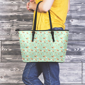 Cute Beagle Puppy Pattern Print Leather Tote Bag