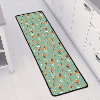 Cute Beagle Puppy Pattern Print Long Kitchen Mat