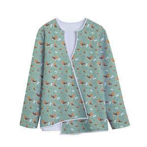 Cute Beagle Puppy Pattern Print Long Sleeve Short Coat