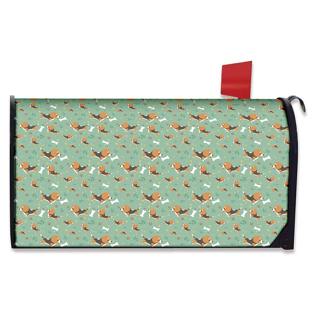 Cute Beagle Puppy Pattern Print Mailbox Cover