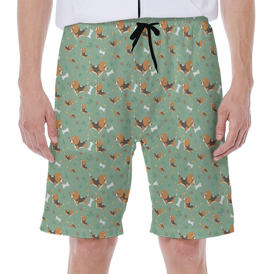 Cute Beagle Puppy Pattern Print Men's Beach Shorts
