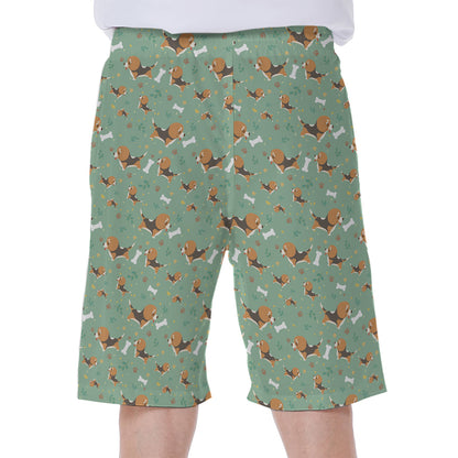 Cute Beagle Puppy Pattern Print Men's Beach Shorts
