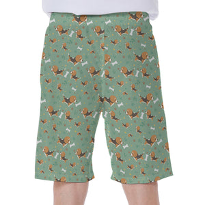 Cute Beagle Puppy Pattern Print Men's Beach Shorts