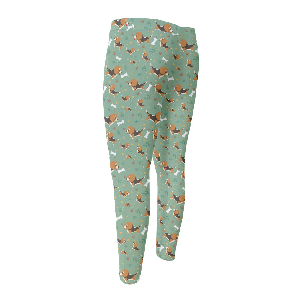 Cute Beagle Puppy Pattern Print Men's Compression Pants