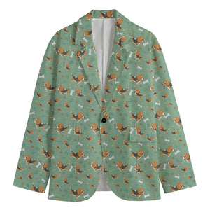 Cute Beagle Puppy Pattern Print Men's Cotton Blazer