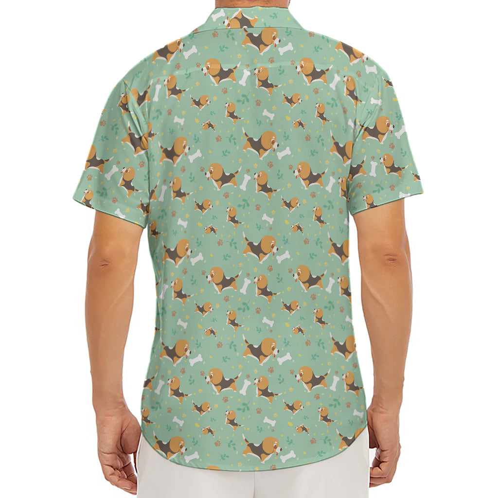 Cute Beagle Puppy Pattern Print Men's Deep V-Neck Shirt