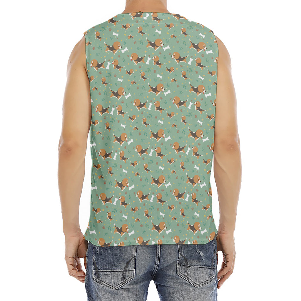 Cute Beagle Puppy Pattern Print Men's Fitness Tank Top