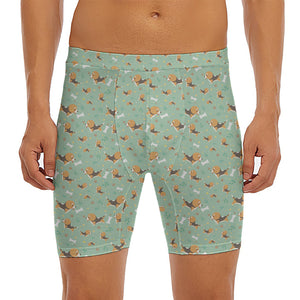 Cute Beagle Puppy Pattern Print Men's Long Boxer Briefs