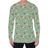 Cute Beagle Puppy Pattern Print Men's Long Sleeve T-Shirt