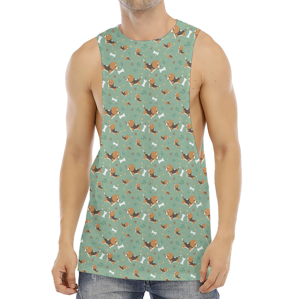 Cute Beagle Puppy Pattern Print Men's Muscle Tank Top