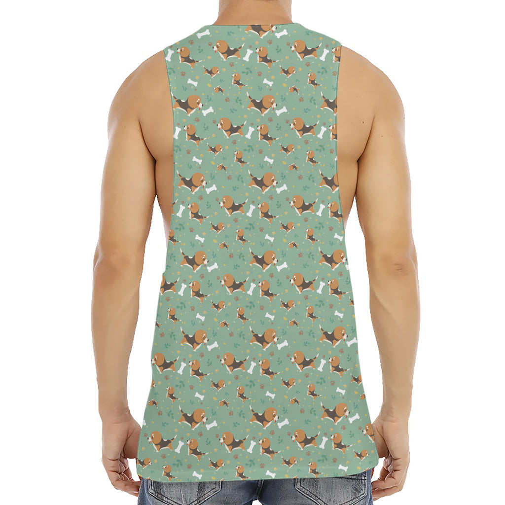 Cute Beagle Puppy Pattern Print Men's Muscle Tank Top