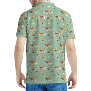 Cute Beagle Puppy Pattern Print Men's Polo Shirt