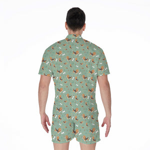 Cute Beagle Puppy Pattern Print Men's Rompers