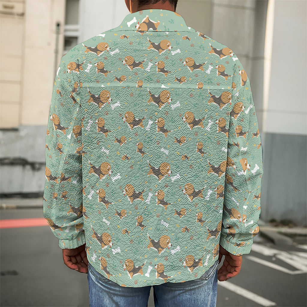 Cute Beagle Puppy Pattern Print Men's Shirt Jacket