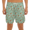 Cute Beagle Puppy Pattern Print Men's Split Running Shorts