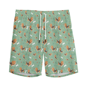 Cute Beagle Puppy Pattern Print Men's Sports Shorts