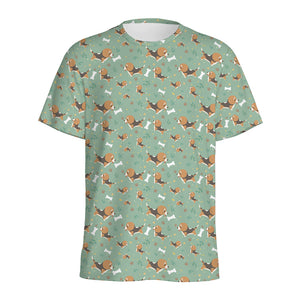 Cute Beagle Puppy Pattern Print Men's Sports T-Shirt