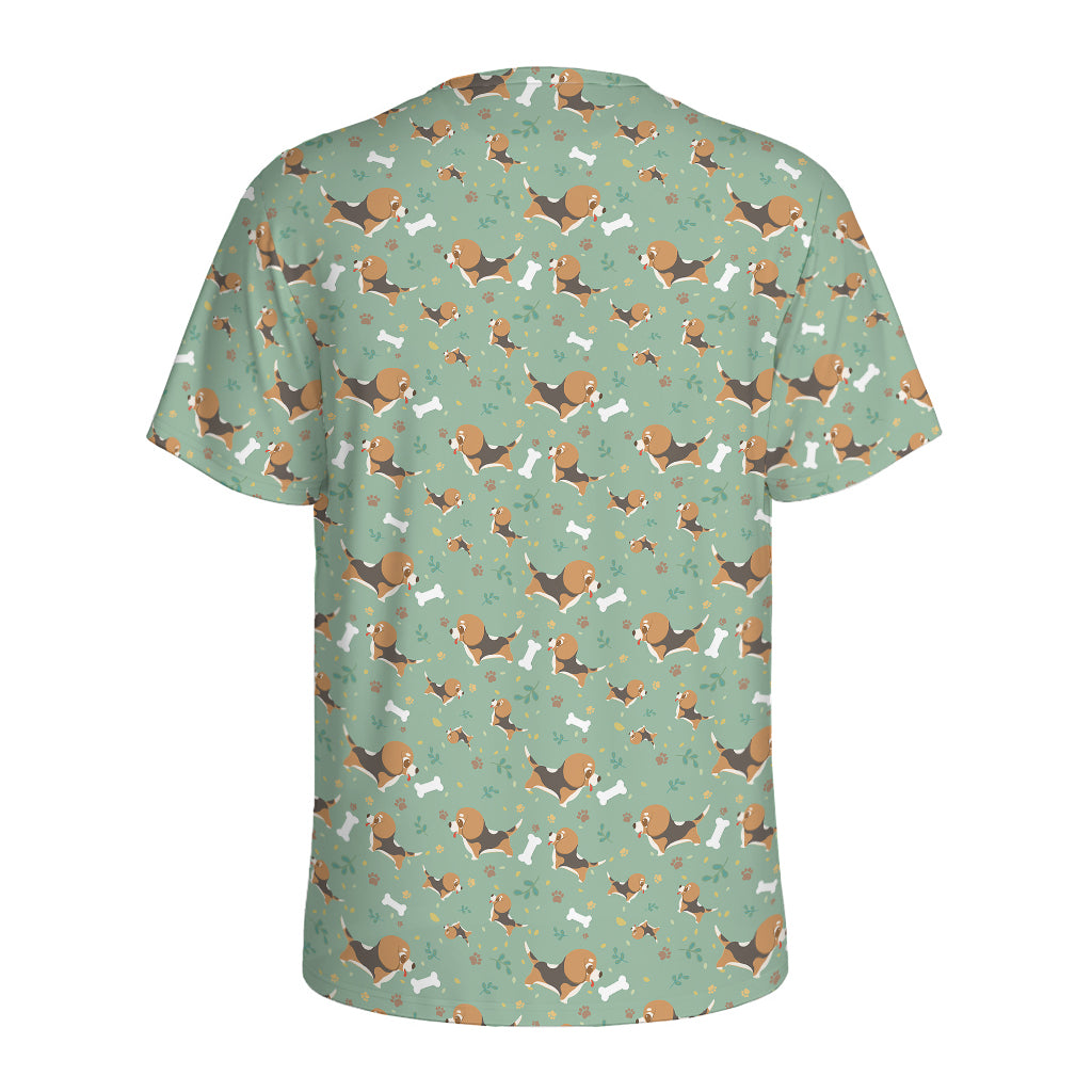 Cute Beagle Puppy Pattern Print Men's Sports T-Shirt