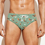 Cute Beagle Puppy Pattern Print Men's Swim Briefs