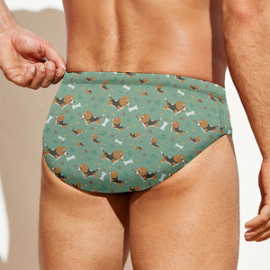 Cute Beagle Puppy Pattern Print Men's Swim Briefs