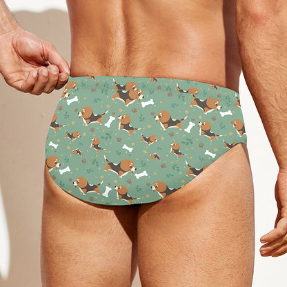 Cute Beagle Puppy Pattern Print Men's Swim Briefs