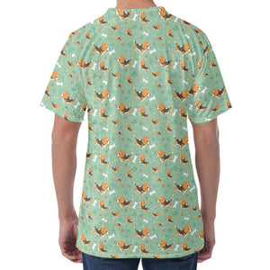 Cute Beagle Puppy Pattern Print Men's Velvet T-Shirt