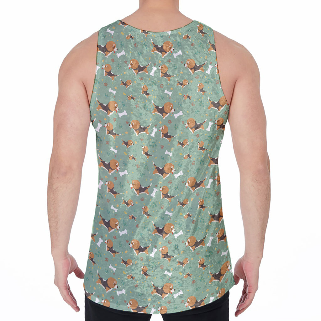 Cute Beagle Puppy Pattern Print Men's Velvet Tank Top