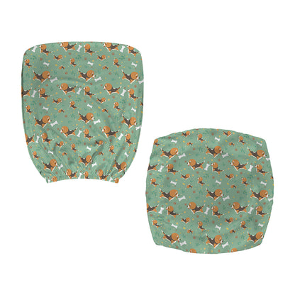 Cute Beagle Puppy Pattern Print Office Chair Cover