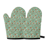 Cute Beagle Puppy Pattern Print Oven Mitts