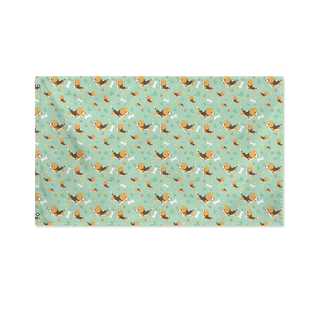 Cute Beagle Puppy Pattern Print Polyester Flag