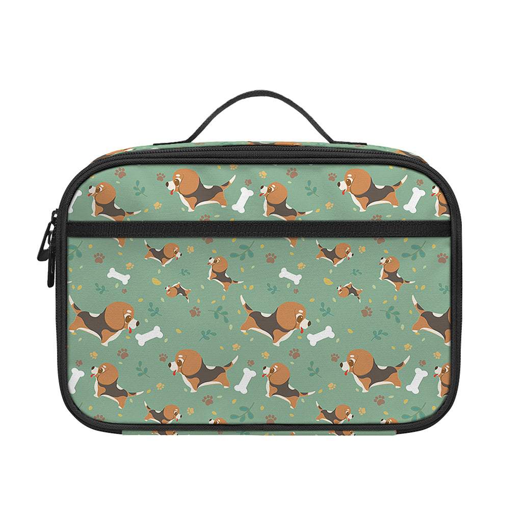 Cute Beagle Puppy Pattern Print Portable Lunch Bag