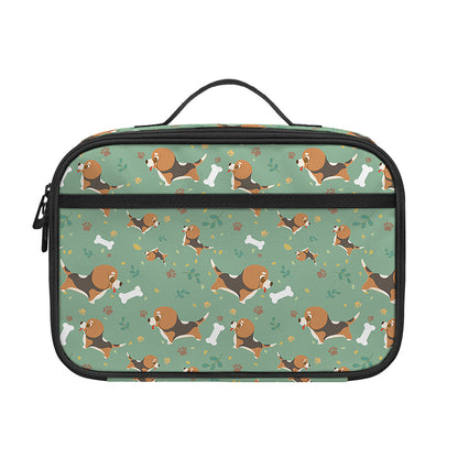 Cute Beagle Puppy Pattern Print Portable Lunch Bag